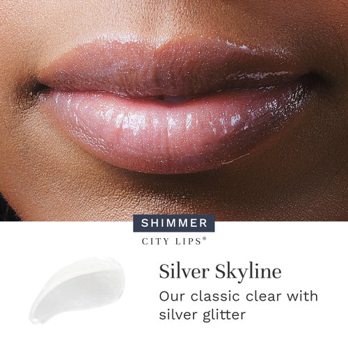 City Beauty City Lips Plumping Lip Gloss Silver Skyline - High-Shine Gloss for Fuller, Younger-Looking Lips | Hydrating & Smoothing Lip Treatment Hyaluronic Acid