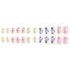 24 Pcs Spring Summer Press on Nails Short Medium Square Fake Nails with Glue Cute False Nails with Flower Designs Glossy Acrylic Glue on Nails Tip Full Cover Stick on Nails for Women Nail Decorations