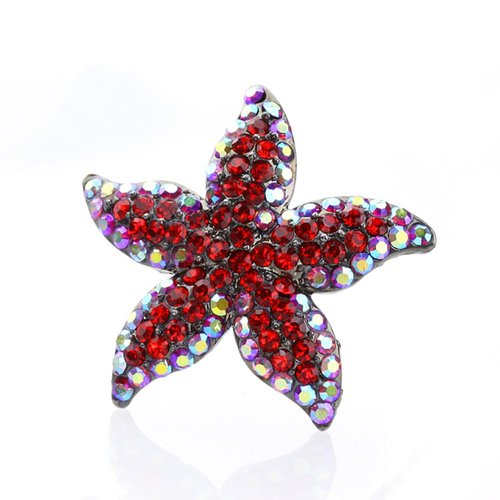 DoubleAccent Hair Jewelry Simulated Crystal Starfish Hair Barrettes, Red