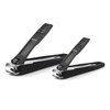 FERYES Nail Clippers with Catcher 2 PCS Set, No Splash Fingernail Clipper and Toenail Clipper, Stainless Steel Nail Cutters - W/Black Metal Case Packing
