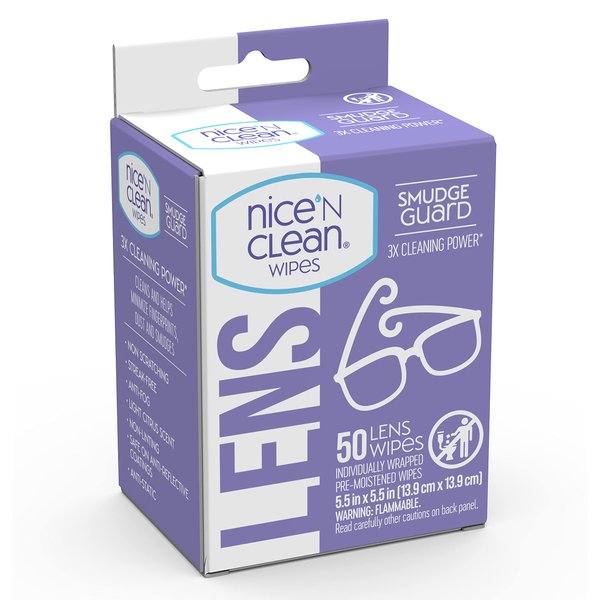 Nice 'N Clean 50 Lens Wipes Pre-Moistened Non-Scratching Non-Streaking Anti-Fog