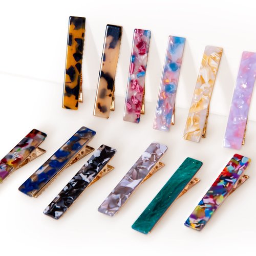 Cptots Acrylic Resin Alligator Hair Barettes For Women Thick Thin Hair Cute Hair Pins For Women Hair Accessories Fashion Pretty Decorative Small Hair Clips,Tortoise Colors12 PCS