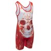 KO Sports Gear - Unisex Wrestling Singlet (Red Skull, Adult Medium)