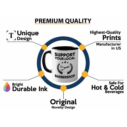 Hairstylist Two Tone Black Edition Coffee Mug 11oz - Support Your Local Barbershop B - Men Barber Women Beauty Salon Hairdresser Friend Hairdo Cosmetologist Beautician Barbershop Coiffeur