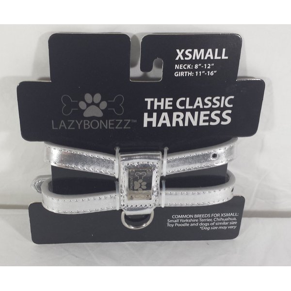 Lazybonezz The Classic Harness for Dogs (XSmall, Silver)