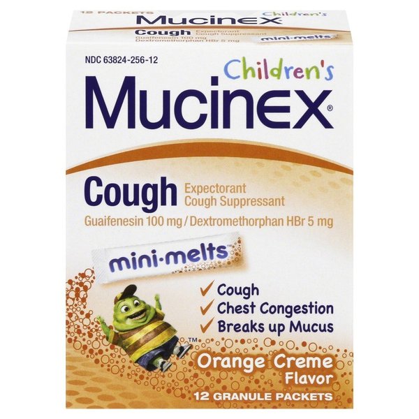 Mucinex Children's Chest Congestion Expectorant and Cough Suppressant Mini-Melts, Orange Cream, 12 Count (Packaging May Vary)