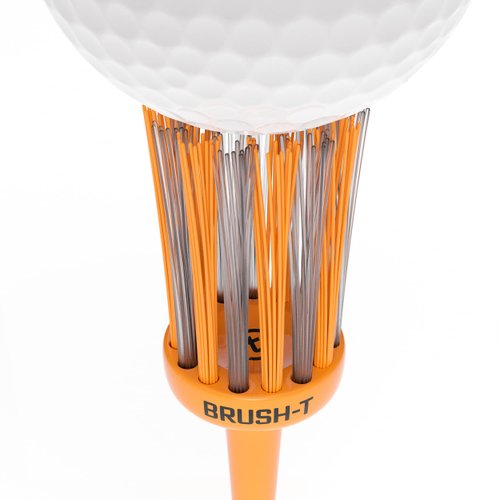BRUSH T Premium Plastic Golf Tees, Orange Oversize 3-Pack, Size 2.4”, Unbreakable Innovative Design, Consistent Height, Perfect Golf Gift for Men and Women. Golfing Tees, Works With Any Golf Ball