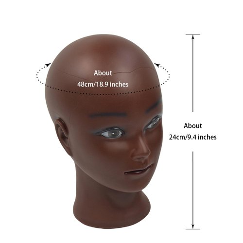 YTBYT Bald Mannequin Head Wig Head Professional Cosmetology Doll Head for Wig Making Displaying Wigs Eyeglasses with T-Pins (Brown Red)