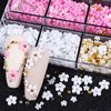 Baoximong 2 Boxes 3D Flower Nail Art Charms White Pink Nail Charms for Acrylic Nails Gold Silver Pearls Nail Art Supplies Rhinestones Spring Cherry Blossom Gems Design Nail Accessories Decorations