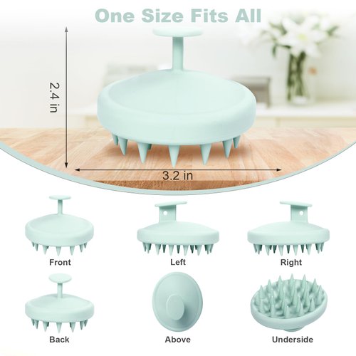 Meartchy Silicone Scalp Massager, Scalp Scrubber for Hair Growth with Soft Bristles, Scalp Exfoliator Brush Dandruff Removal Shampoo Brush for Wet Dry Scalp Care (Mint Green)