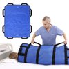ZHEEYI Multipurpose 48" x 40" Positioning Bed Pad with Reinforced Handles - Reusable & Washable Transfer Sheet for Turning, Lifting & Repositioning - Double-Sided Nylon Fabric, Blue