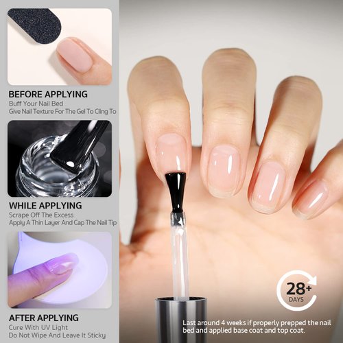 GAOY Gel Base Coat for Gel Nail Polish, 16ml No Wipe Clear Foundation for Long Lasting UV Gel Nail Art DIY at Home