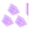 MOODKEY 18PCS Self Grip Small Hair Curlers Heatless Roller Hair Curlers Pro Salon Hairdressing Curler DIY Curly Hairstyle Hair Rollers Tools Rat Tail Comb for Women Medium Short Hair(Purple)