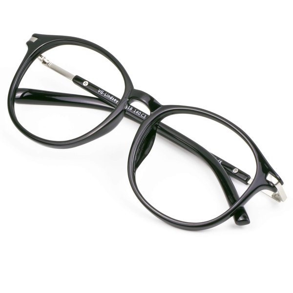 VisionGlobal Blue Light Blocking Glasses for Women/Men, Anti Eyestrain, Computer Reading, TV Glasses, Stylish Oval Frame, Anti UV, Anti Glare(Black,2.50 Magnification)