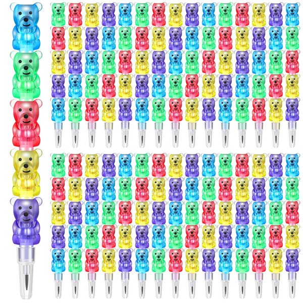 Chinco Stackable Pencils Plastic Bear Pencils Kids Stacking Point Pencils 5 in 1 Stacking Colored Pencils Party Favors for Birthday Party Supplies Goodie Bag Filler School Fun Equipment(20 Pieces)