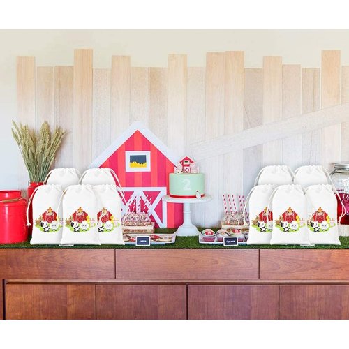 Farm Animal Party Favor Bags Barnyard Party Treat Goody Candy Bags for Birthday Party Baby Shower Supplies 5 x 8 inches 12 Pack