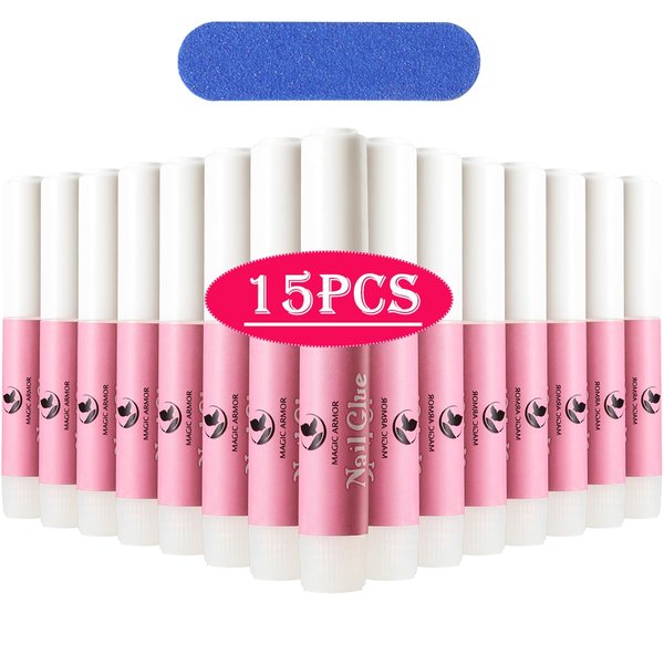 Nail Glue,15 PCS Nail Glue for Acrylic Nails,Nail Tip Glue Professional Nail Glue False Nail Tips Glue for Broken Nails Adhesive Super Bond for Press on Nails Glues Adhesive for Fake Nails Tips Glues