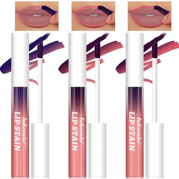 HOSAILY 3 Colors Peel Off Lip Liner Stain Set, Long Wear Tattoo Magic Color Matte Nude Lip Liner Tint, Natural Reveal Waterproof Highly Pigmented Color Lip Gloss Lipstick Makeup for Women Girls