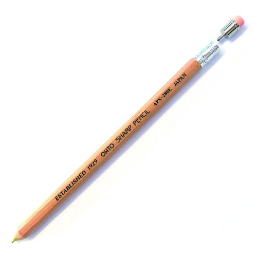 OHTO Mechanical Pencil Wood Sharp with Eraser, 0.5mm, Natural Wood Color Body (APS-280E-Natural)