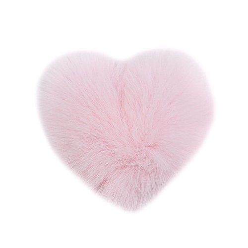 surell Faux Rex Fur Heart Shaped Hair Tie - Cute and Trendy Hair Accessory - Fashionable Fake Fur Hair Tie for All Hair Types - Fun Hair Jewelry (Light Pink)