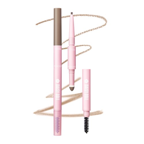 Daisy Doll by Mary Quant Japanese 3-in-1 Eyebrow Liner Kit (Pencil, Powder & Brush) for Long-wearing Brow Powder and Bursh for Smuge-free Eye Makeup, BR002 Natural Brown 0.02 fl oz
