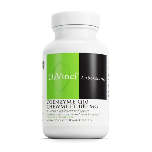 DAVINCI Labs Coenzyme Q10 Chewmelt 100mg - Supports Liver, Brain, Heart Health & More with Vitamin E & CoQ10* - 60 Chewable Tablets