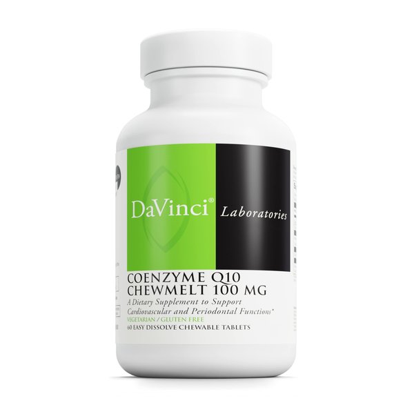 DAVINCI Labs Coenzyme Q10 Chewmelt 100mg - Supports Liver, Brain, Heart Health & More with Vitamin E & CoQ10* - 60 Chewable Tablets