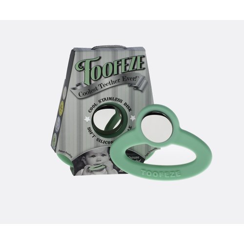 Toofeze Ice Cold Baby Teether Toy – Fast Pain Relief – All Natural Silicone and Stainless – Ages 3 mos+ (Mint Green)