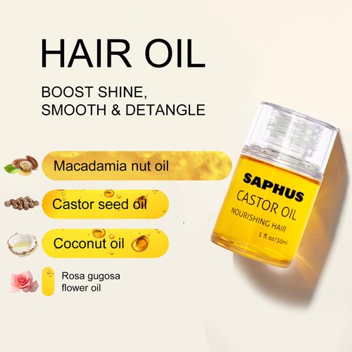 SAPHUS Hair Oil - Hair Heat Protectant Oil for Frizz Control - Boost Hair Shine & Smooth Split Ends - Color Safe Formula - Paraben, Phthalate and Sulfate Free (1 fl oz)