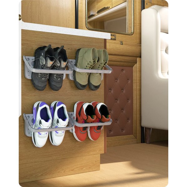 Baffect Hanging Shoe Organizer 4 pieces,Shoe Holder Foldable Wall Mounted Shoe Rack Hanging Shelf for Shoes Storage Rack Wall Shelf for Shoes (Gray)