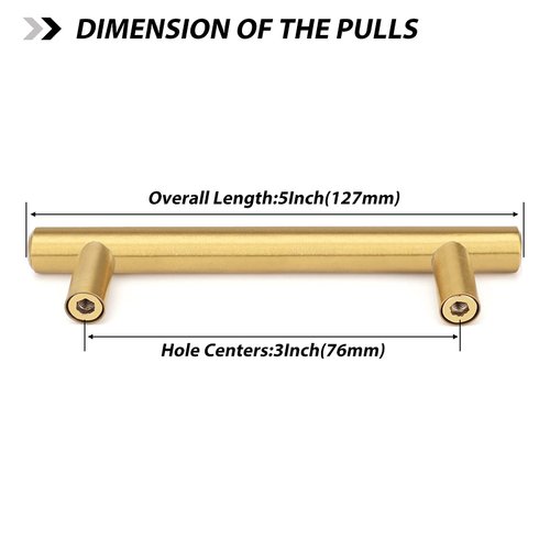 goldenwarm 18 Pack Brushed Brass Cabinet Handles Drawer Pulls Gold Dresser Hardware 3in Pull Handles - LS201GD76 Brushed Gold Cabinet Hardware Cupboard Drawer Handles, Stainless Steel