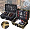 Professional Barber Case,Hairdressing Kit,Beauty Salon Tool Kits,Metal Barber Tool Box with Code Lock for Clippers Trimmers Scissors Organizer (Gold)
