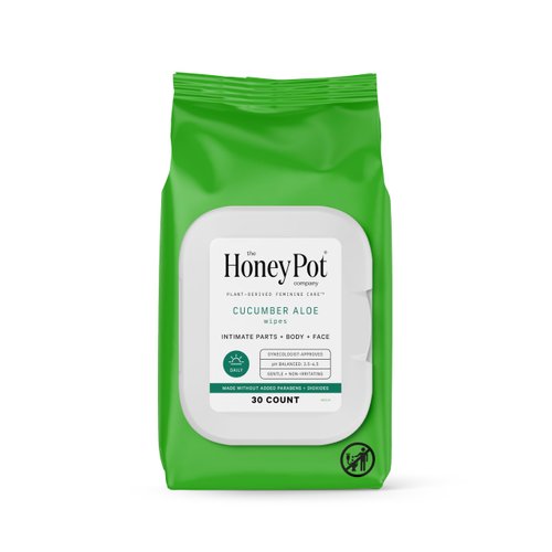 The Honey Pot Company - Feminine Wipes - Daily PH Balancing and Sulfate Free Feminine Products for Parts, Body, or Face - Cucumber Aloe 30 ct.