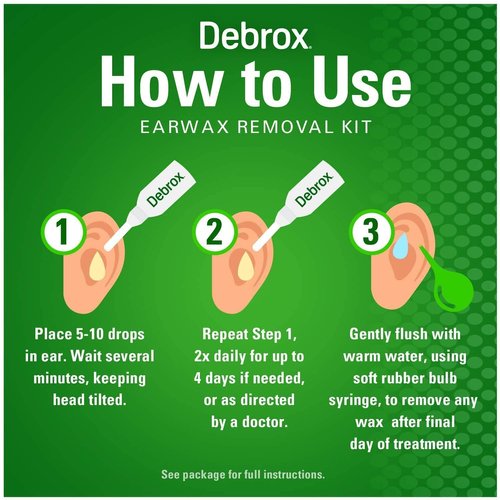 Debrox Earwax Removal Kit | Includes Drops and Ear Syringe Bulb | 0.5 Oz Each | Pack of 3