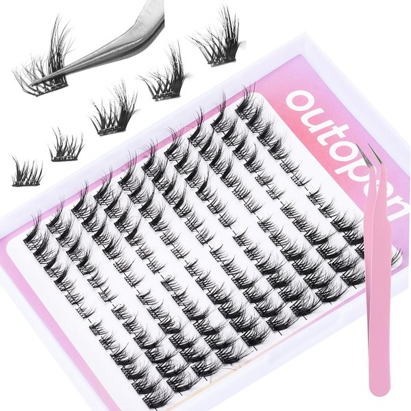 Fox Eye Lashes Clusters, Wispy Left Right Individual False Eyelash Cluster Extensions Pack Cat Eye Natural Look Reusable Soft Band Beginners Easy Apply For Home DIY Salon(CAT EYE)