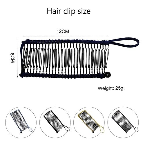 Black Banana Hair Clip Comb Stretch Banana Comb Clincher Comb Adjustable Banana Hair Clamp Ponytail Holder for Women Girls Thick Wavy Hair Curly Hair