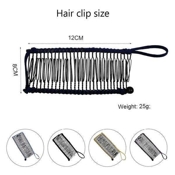Black Banana Hair Clip Comb Stretch Banana Comb Clincher Comb Adjustable Banana Hair Clamp Ponytail Holder for Women Girls Thick Wavy Hair Curly Hair