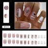 Press on Nails Square Medium Black Love Heart False Nails with Design Valentine's Day Fake Nails White Glitter French Acrylic Nails Full Cover Coffin Artificial Nails, Glue on Nails for Women 24Pcs
