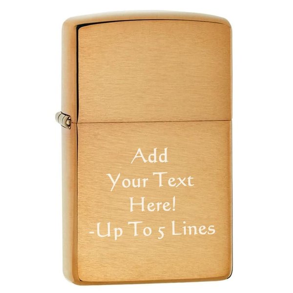 Zippo Lighter - Personalized Custom Message Engrave on Brass Collection Windproof Lighter (Brushed Brass 204B)