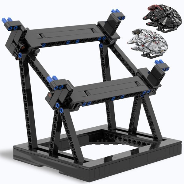 Display Stand for Lego Millennium Falcon 75257 75389, Upgraded Bracket for The Dark Falcon 75389, Strong Construction Stand Building Set with Clearer Instructions for Fans, Adults, Kids