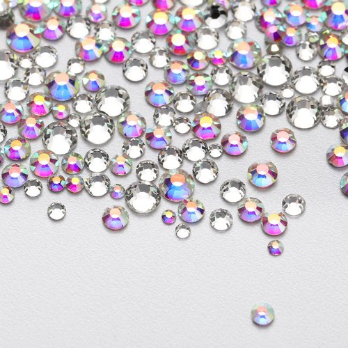 Beadsland 2880pcs Flatback Nail Rhinestones Kit, Makeup Rhinestones For Eyes Face,Clear AB and Crystal Rhinestones for Crafts Mix 6 Sizes (set 06)