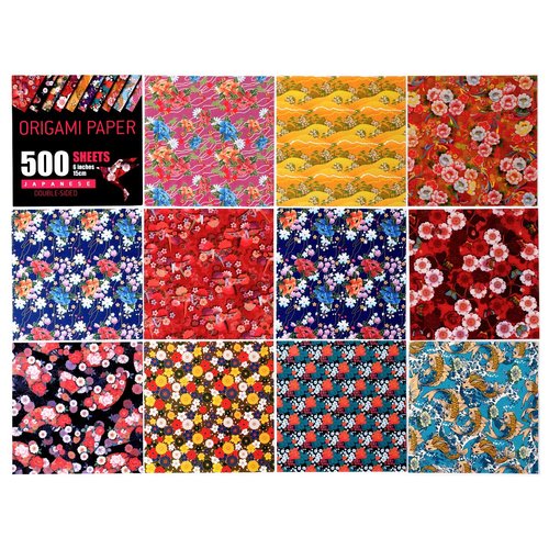Japanese Washi Origami Paper 500 Sheets, 10 Vivid Colors, Colors Make Colorful and Easy Origami,6 Inch Square Sheet, for Kids & Adults, Papers, Arts and Crafts Projects (E-Book Included)