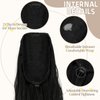 Fanguilar Ponytail Extension 24 Inch Long Curly Wavy Drawstring Ponytail Extension Synthetic Hair Extensions Ponytail for Women Daily Use Natural Black