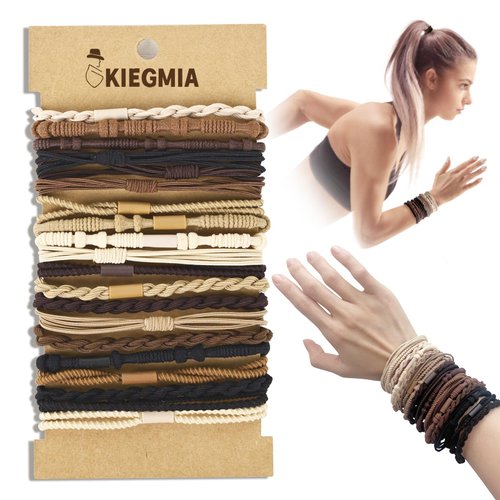20PCS Boho Hair Ties, Brown Hair Tie Bracelets, Hair Accessories for Women and Girls, Elastic Hair Ties No Damage, Cute Hair Bands for Thick or Thin Hair