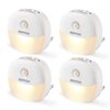 AUVON Plug in Night Light with Motion Sensor and Dusk to Dawn Sensor, Mini Warm White LED Nightlight with 1-50 lm Adjustable Brightness for Bathroom, Hallway, Stairs, Bedroom, Kitchen (4 Pack)