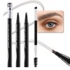 Kaely 2Pcs Dark Grey Microblading Eyebrow Pen Waterproof,Magic Eyebrow Pencil with Brow Brush,4 Tip Precise Eye Brow Pencils for Women Makeup,lapiz de cejas a prueba de agua,Sponge Head 03