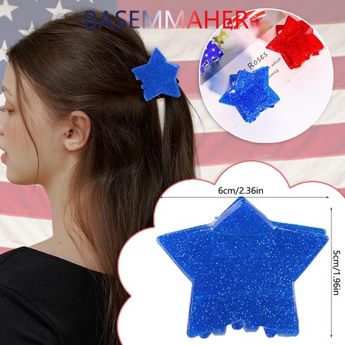 3Pcs Star Hair Claw Clips Glitter Red White Blue USA Patriotic Nonslip Hair Clips Sparkling Cute Star Hairpin Hair Claw Barrettes Hair Accessories for Women Girls Independence Day Daily Hair Styling