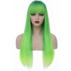 BERON Green Ombre Wigs Straight Long Hair Wigs with Bangs Women Fashion Heat Resistant Synthetic Natural Looking Wig for Cosplay Party or Daily Use