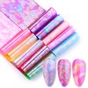JERCLITY 10 Rolls Aurora Iridescence Nail Foil Transfer Sticker Kit Holographic Nail Foil Sheets Foil Nail Art Decals Laser Nail Foil Transfer Stickers Foil Nail Wraps for Foil Nail Art