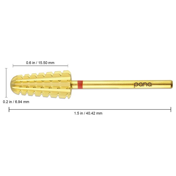 Upgraded PANA Volcano Nail Carbide Bit - Two Way Rotate use for Both Left and Right Handed use - Fastest remove Acrylic or Gel – For Manicure Drill Machine - 3/32" (Triple Coarse Grit - 3XC, GOLD)